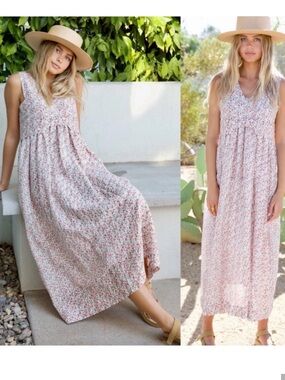 Mirth Caftans Zanzibar Maxi Dress in Sunset Coral